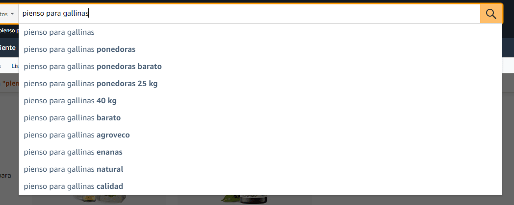 Buscar pienso para gallinas en Amazon